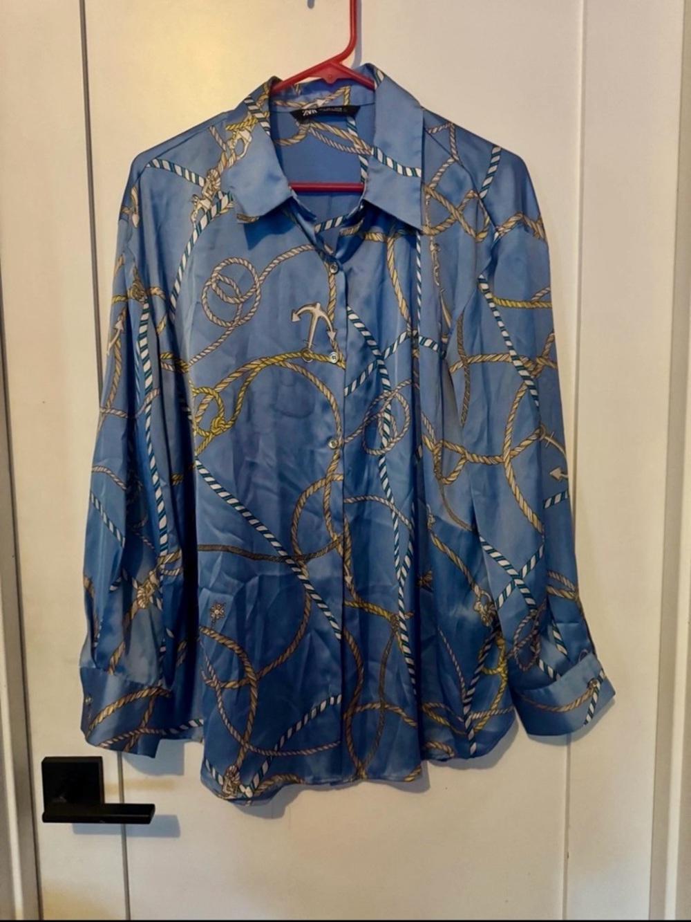 Zara Light Blue Rope Print Shirt